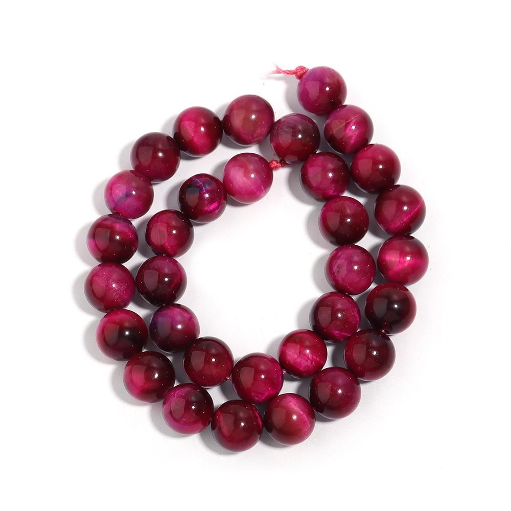 Magenta Tiger Eye 4-12mm Round Stone Beads Loose Spacer Beads for Jewelry Bracelets Making Accessories DIY 15"