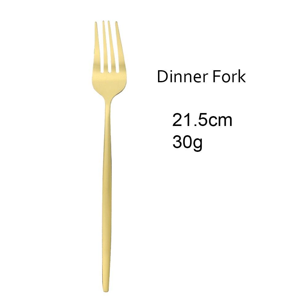 Matte Gold Cutlery Set Stainless Steel Dinnerware Cake Fork Long Handle Spoon Dessert Knife Tableware Flatware Silverware Set
