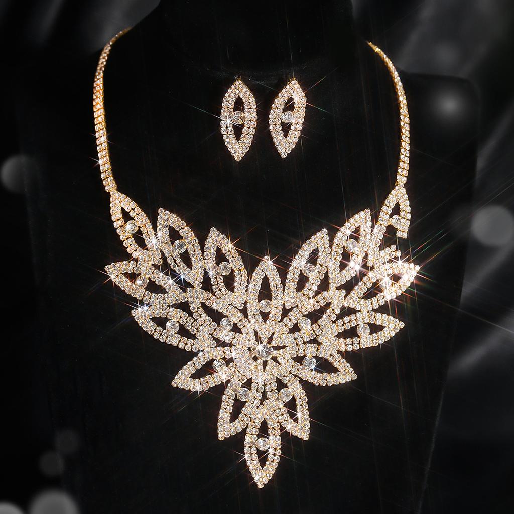 High-end Luxury Super Flash Diamond Necklace Earring Set, the Most Beautiful Bridal Jewelry, Necklace, Ear Jewelry