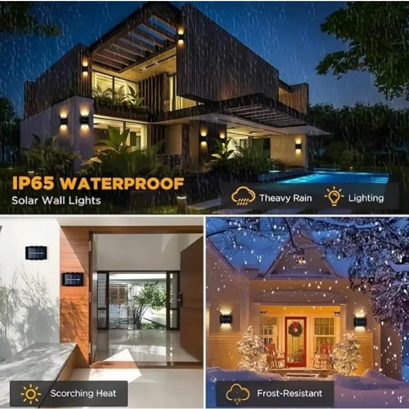 Настенный светильник на солнечных батареях, уличный водонепроницаемый светильник на солнечной энергии, освещающий вверх и вниз, украшение для дома, сада и двора, уличные солнечные лучи