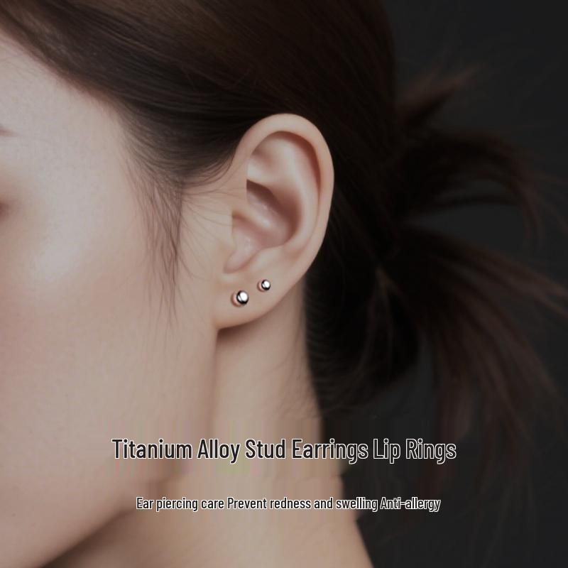 Женские серьги-гвоздики из титанового сплава с шариком 3 мм для пирсинга уха и губы