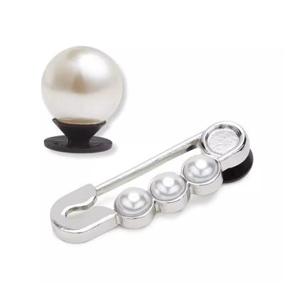 Жемчужная брошь с узором Аксессуары для обуви Унисекс Парная Серебристый/Белый