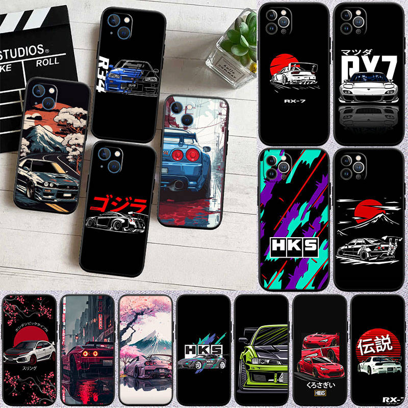 ED53 Supercar HKS JDM автомобильный чехол для телефона iPhone 6 6s 7 8 11 12 13 14 15 XS Pro Max XR X SE Samsung S20 S21 S22 S23 S24 FE Ultra Plus Lite S21S A55