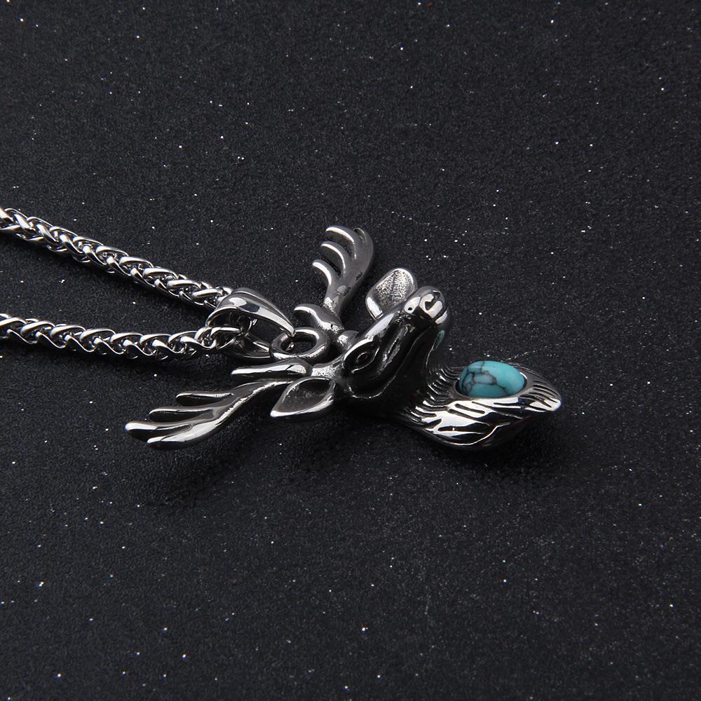 Ожерелье с подвеской в виде бирюзового лося, символ силы, уникальный подарок для любителей природы