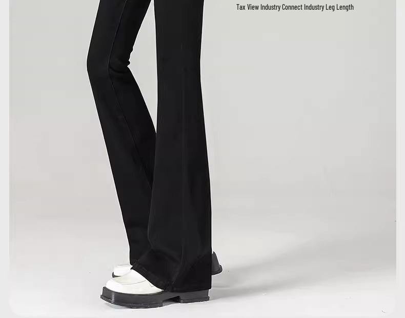 Women's Petite High-Waisted Black Micro-Flared Jeans - Slimming Spring/Summer 2025 Hot Style