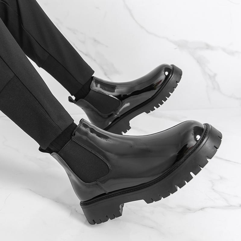 Модные классические мужские челси на толстой подошве, мужские повседневные удобные и модные ботинки с большим носком, ботинки джентльмена, размеры 38-46