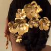 5pcs Hairstyle Tools Golden Flower Hair Forks Retro Wave Zinc Zinc Alloy Barrettes Pearl Side Clips  Daily