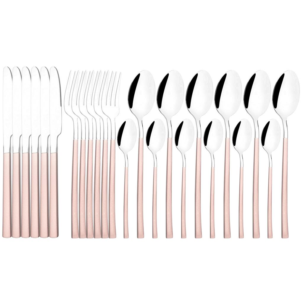 Western 24Pcs Black Gold Dinnerware Set Luxury Knives Fork Tea Spoon Cutlery Set Stainless Steel Flatware Tableware Kitchen Silverware