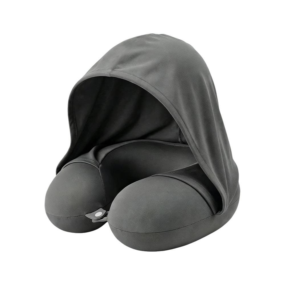 Foldable Design U-Shaped Neck Pillow Slow Rebound Hooded Neckrest Pad Long Flights