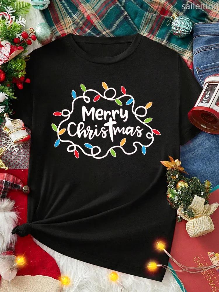 Casual Christmas Santa Claus TShirt for Harajuku Short Sleeve Casual Womens Tshirt Clothing Street Tops Tees Aesthetic Clothes