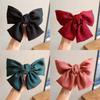 Korean Black Red Big Bow Hair Clip For Women Girls Elegant Long Chiffon Ribbon Hairpins Barrette Hair Accessories Gifts
