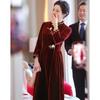 Pasite Velvet Embroidered Chinese Style Mother of the Bride/Groom Dress