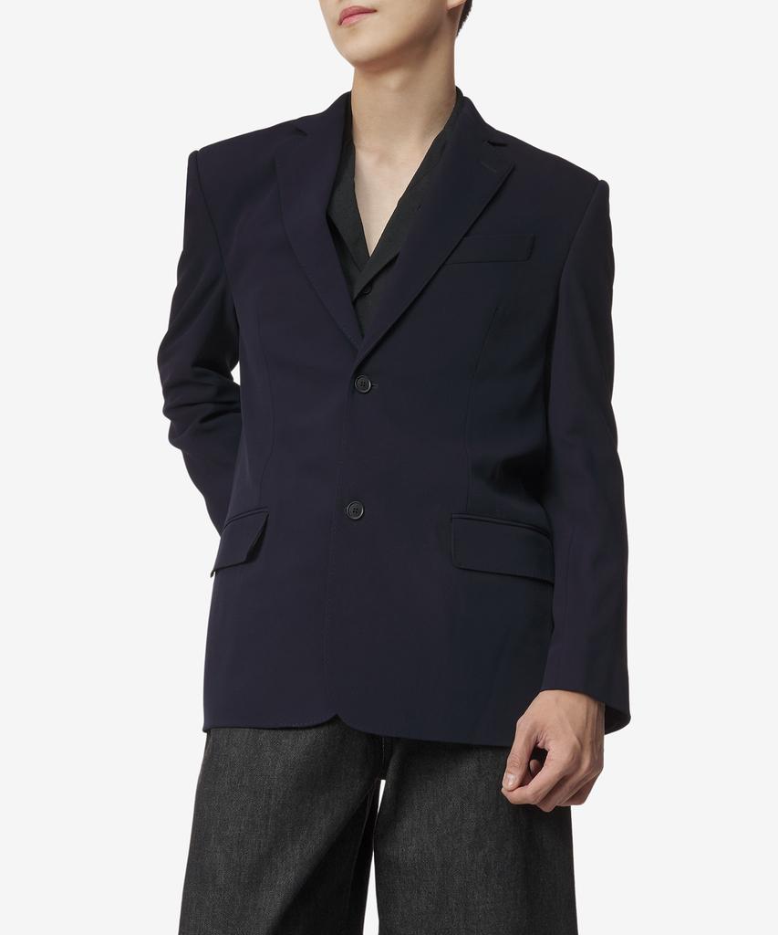 Balenciaga Virgin Wool Single-Breasted Jacket - Navy / 725139Tnt094100