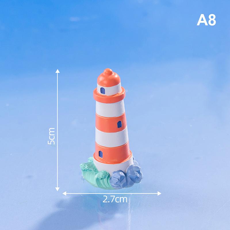 Mini Ocean Figurine Doll Garden Decor Ornament Kid Toy Miniature Landscape Ornaments Lighthouse Statue Resin Craft