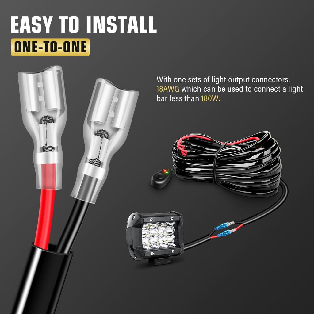RIGIDON Комплект проводки для светодиодной балки 18AWG Тумблер Силовое реле