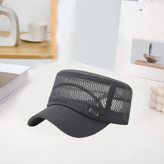 Beach Hat Flat Top Large Brim Full Mesh Casual Adjustable Buckle Casual Breathable Sunscreen Military Hat Outdoor Activities