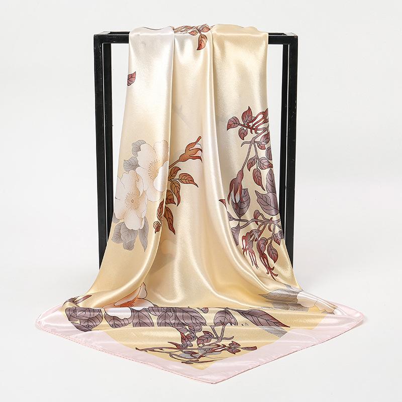 Spring and Autumn Women's Cashew Print Square Scarf Fashion Commuting Versatile Headscarf Stained Rose Square Scarf