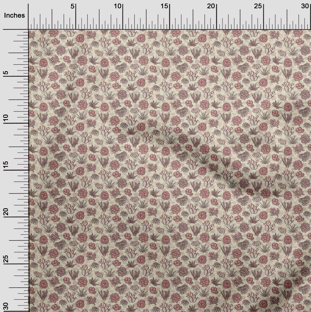oneOone Ткань Cotton Flex Dusty Pink с рисунком кактуса, швейная ткань с принтом, по ярдам, 40 дюймов