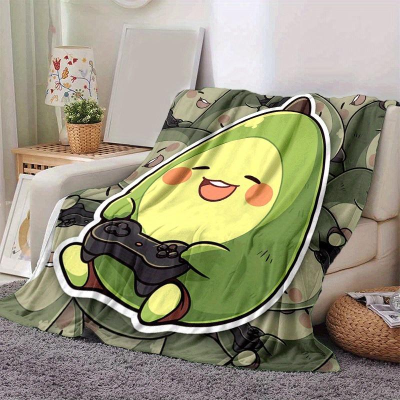 1pc Avocado Printing Lightweight Flannel Blanket, Comfortable and Warm Blanket, for Camping Sofa Bed and Couch Office, Gift