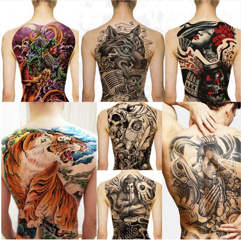 Wolf Large Tiger Dragon Full Back Tattoo Stickers Tattoo Sticker Waterproof Decal TemporaryTattoo