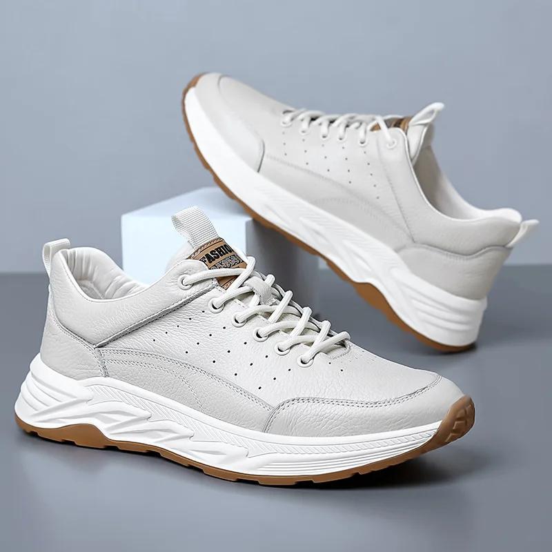 Новые туфли для мужчин Повседневная обувь из натуральной кожи Модная спортивная обувь Уличная мода Кроссовки из коровьей кожи