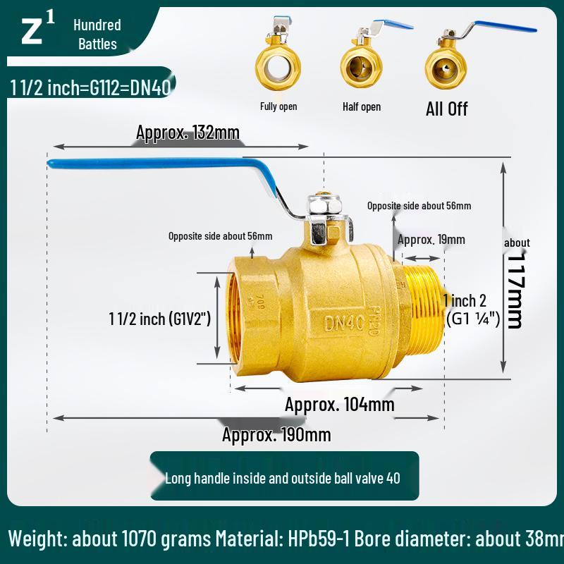 Adjustable Copper Ball Valve for Water Pipes, 2 to 6-Minute Flow Control, 4-Point Threaded Tap