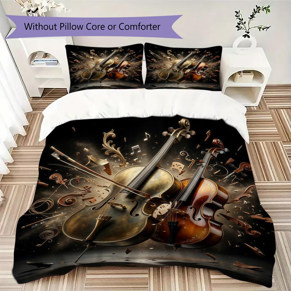 Golden Circle Note Pattern Bedding uilt Set uilt Cover Pillowcase Home Decoration Birthday Gift (1 * duvet cover + 2 * pillowcase without core)
