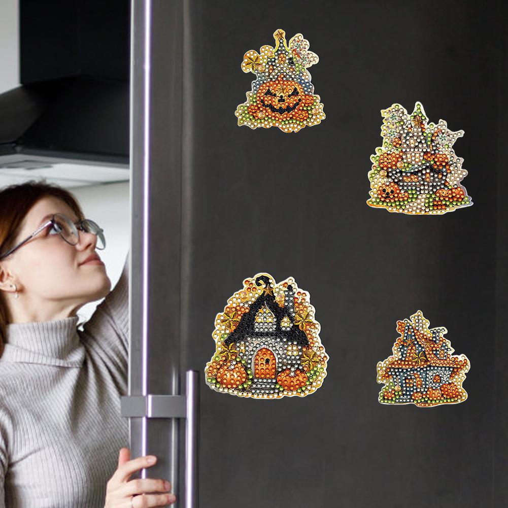 6Pcs Acrylic Special Shape Santa Claus Diamond Art Magnets Decals Diamond Painting Refrigerator Magnet for DIY Crafts Party Gift