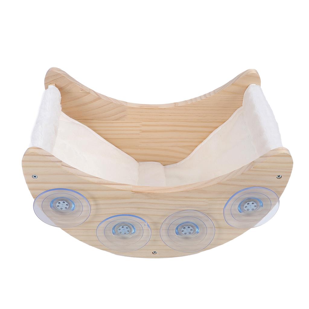 Cat Window Bed with Strong Suction Cup Pine Wood Safe Comfortable Easy to Install Window Mounted Cat Perch