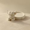 Cute Storage Solution Highland Cow Jewelry Tray, Round Tray 3D Printed Desktop Unique Handicraft Gift Organizer, Decorative Tabletop Container
