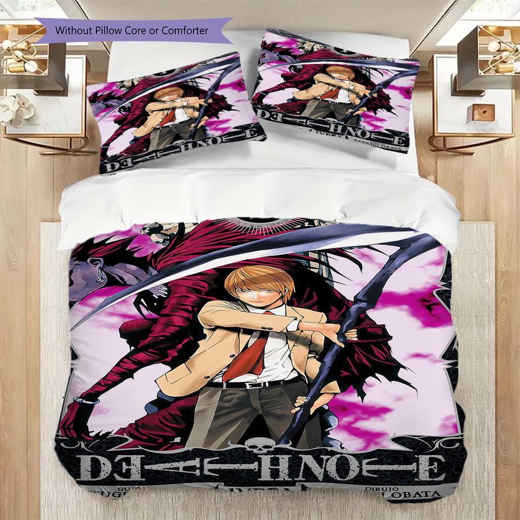 Shadows Justice Death Note Three-piece set (1 * duvet cover + 2 * pillowcase, without core) 2D Flat Duvet cover and pillowcase Soft and comfortable