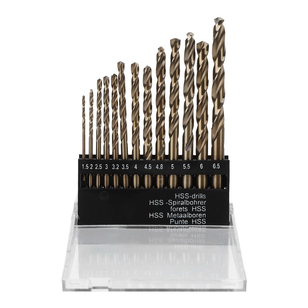 13Pcs Twisted Drill Bit High Speed Steel HSS CO Straight Handle M35 Drilling Tool