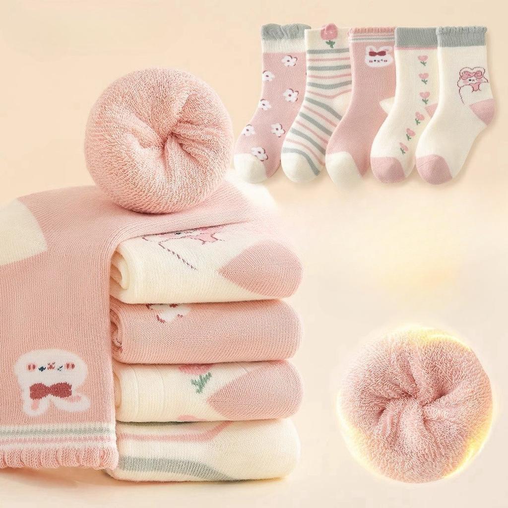 5 пар детских носков шерстяные круговые с утолщенной кожей теплые чулки осень-зима детские носки-тапочки для мальчиков и девочек