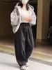 Женские зимние повседневные свободные спортивные штаны в корейском стиле с эластичным поясом, деконструированным дизайном и бархатной подкладкой