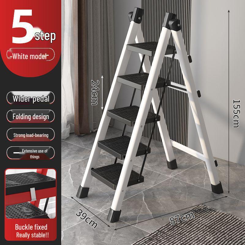 Folding Telescopic A-Frame Household Ladder, Thickened Step Stool, 3-4 Steps, Multifunctional Indoor Use.