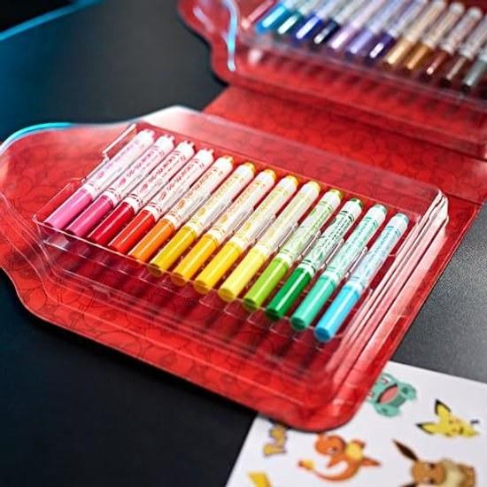 CRAYOLA - Color Sticker Case Pokémon Felt Pen Set Coloring Pages Stickers 45 Pieces Creative Gift Children Aged 5 Up 04-0785