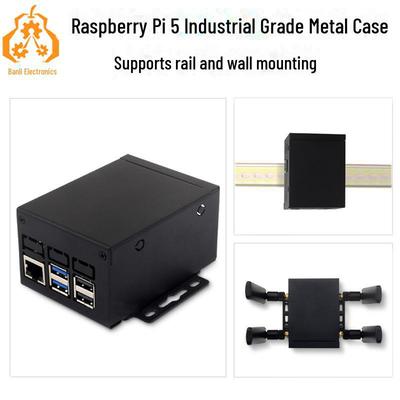 Металлический корпус промышленного класса для Raspberry Pi 5 для официального радиатора, PCIe, PoE и модулей