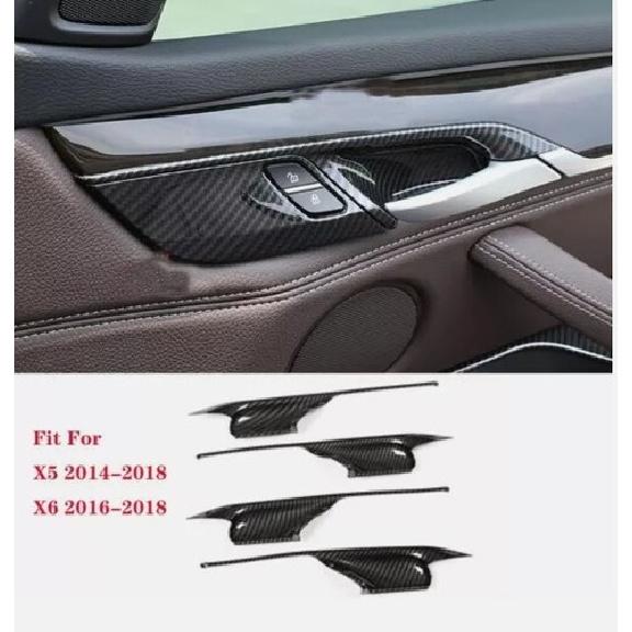ABS Carbon Fiber Interior Door Handle Bowl Cover For BMW X5 F15 X6 F16 2014-18