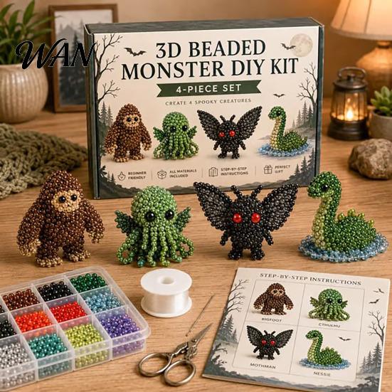 Beadwork Kit For Beginners 3D Beaded Animal Kit, DIY Beading Embroidery for Beginners, Sparkling Bead Handmade Highland Cow/Butterfly/Owl Craft