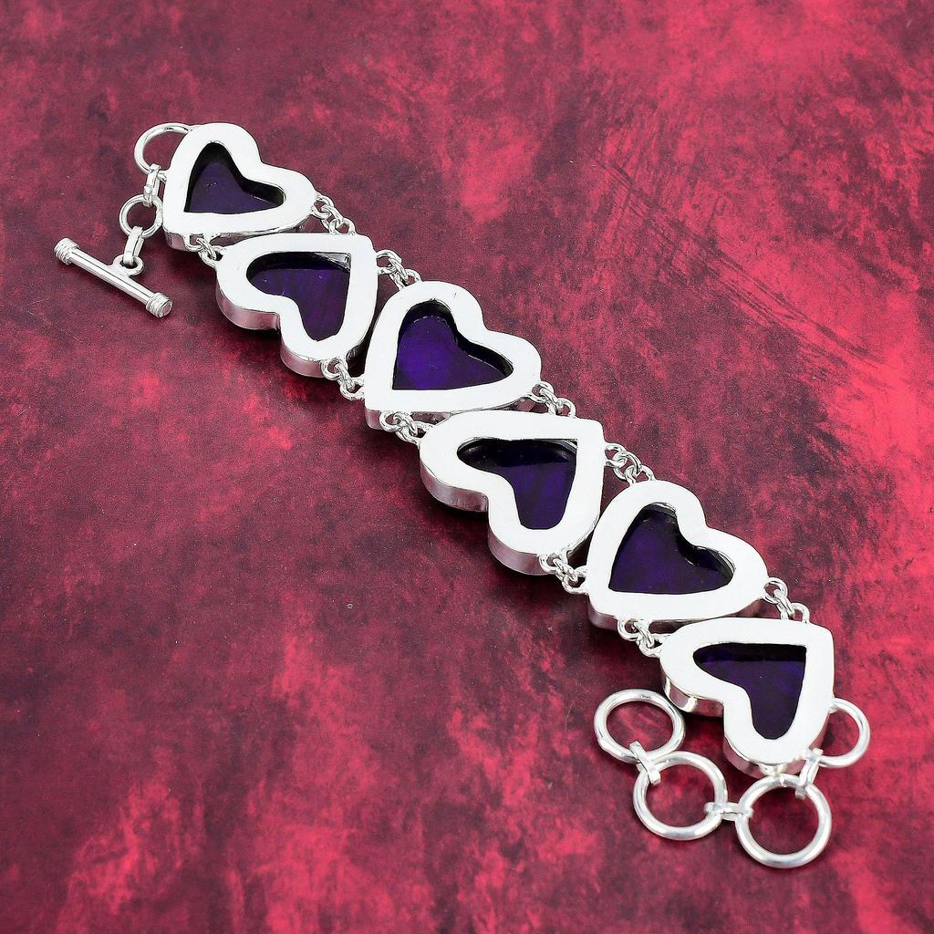 Amazing Purple Flash Labradorite 925 Solid Sterling Silver Jewelry, Handmade Gemstone Beauteous Bracelet Jewelry For Love Labradorite Jewelry