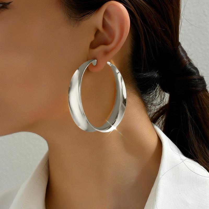 Европейские и американские простые серьги с ярким блеском, темпераментные металлические геометрические модные серьги, высококлассные серьги в стиле легкой роскоши