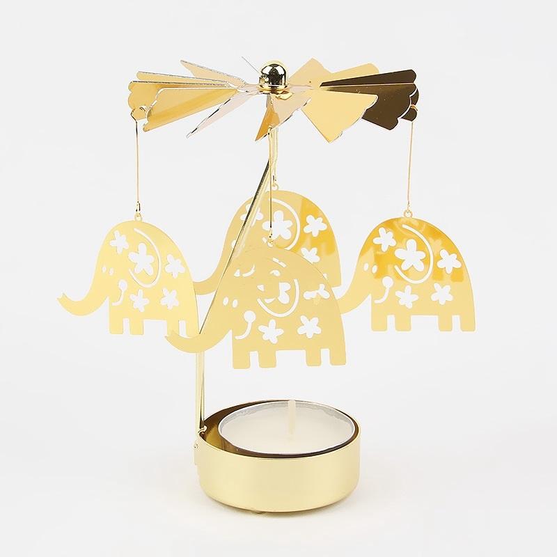 Gol2026 Christmas Tree Snowman Santa Birthday Angel Fairy Spinning Rotating Carousel Candle Holder Tealight Drop Shipping