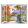 5D Полный круглый Diy Алмазная картина Мозаика Окно Птица Пейзаж Вышивка крестом