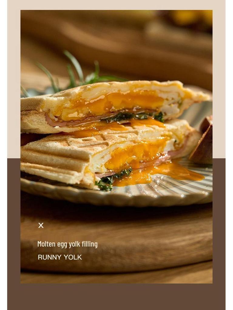 Double-Plate Breakfast & Waffle Maker: Multi-Functional Sandwich & Bread Machine for Home Use.