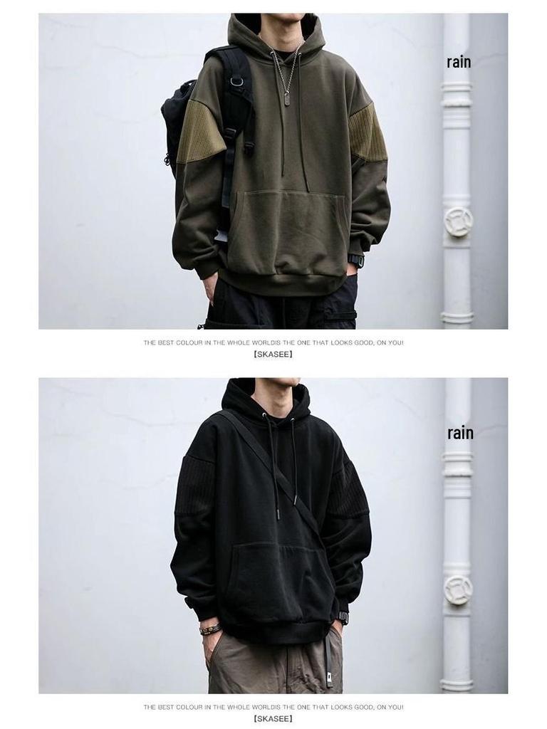 Men's Heavyweight Fleece-Lined Retro Hoodie for Autumn/Winter - Stylish, Loose-Fit, Versatile Pullover Jacket