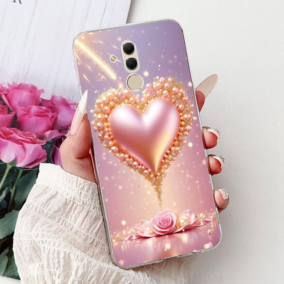 Clear For Huawei Mate 20Lite SNE-LX3 INE-LX2 Back Cover For Huawei Mate 20 Lite Case Cute Cartoon Cat Luxury Flowers Funny Funda