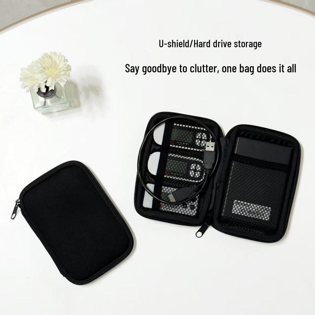 Compact Digital Accessories Storage Case for 2.5" Hard Drive, Earphones, and Cables - Mini U-Shield Protective Bag