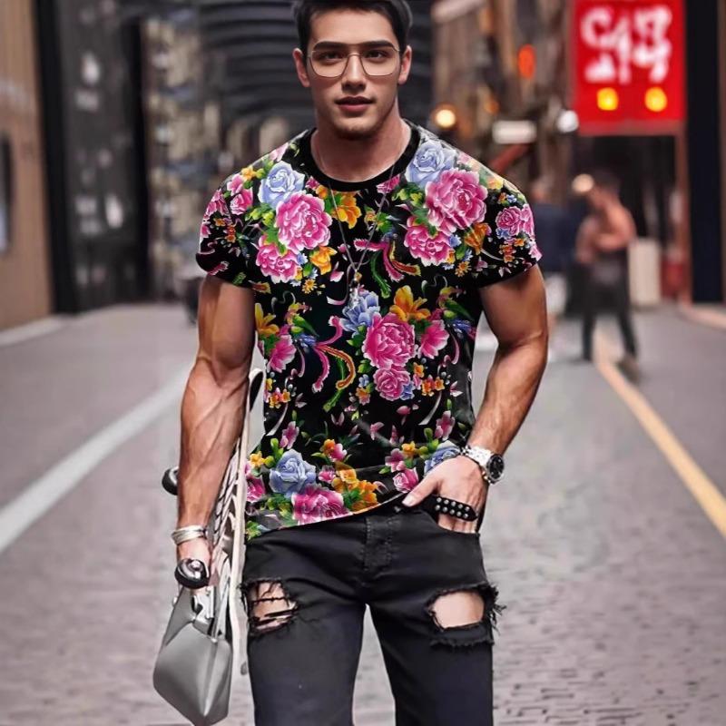 Мужская повседневная спортивная футболка с короткими рукавами и круглым вырезом, напечатанная на 3D-принте