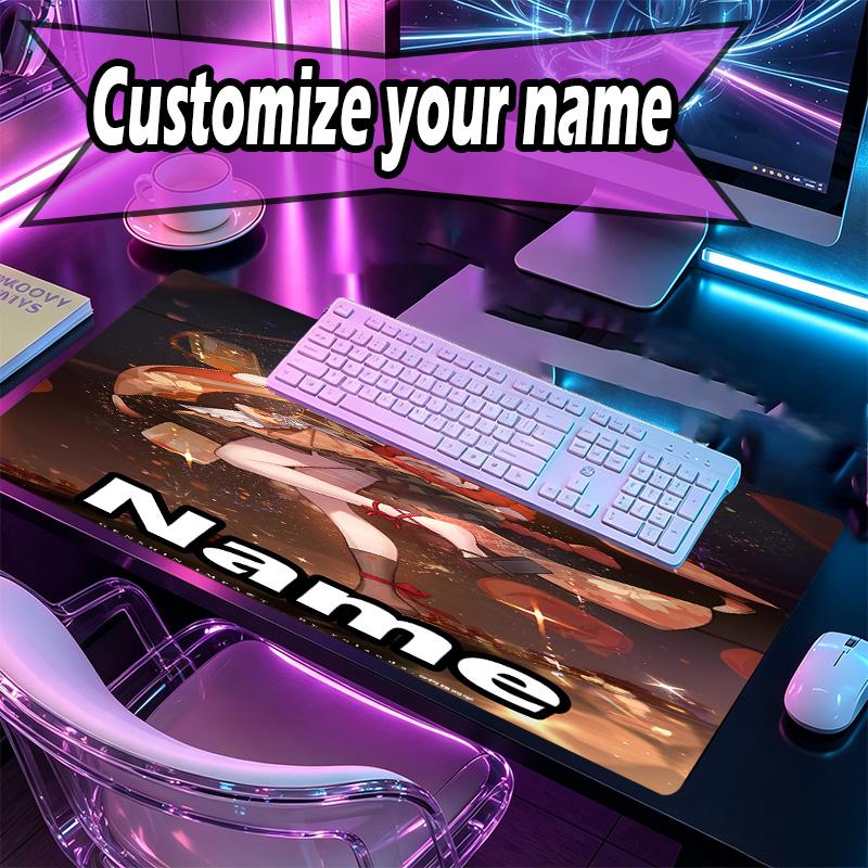 Custom Name Personalized Genshin Impact Pattern Mousepad, Laptop PC Desk Mat, Decorative Desk Mat for Home Keyboard Pad Gift