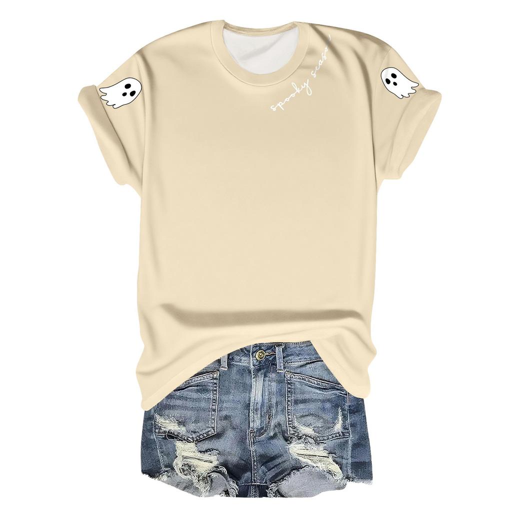 Женские футболки, Женские топы с коротким рукавом, Летняя мода, Повседневные стильные футболки с круглым вырезом, Туники